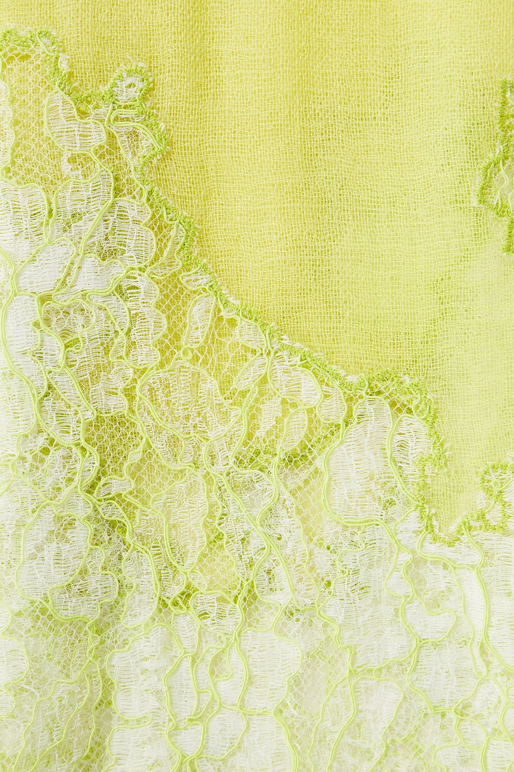 VALENTINO GARAVANI Lace-trimmed wool and silk-blend gauze scarf