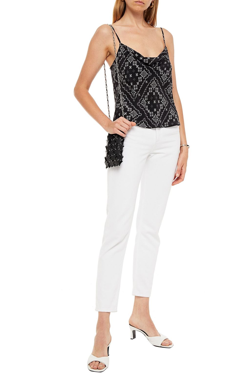 RIXO Jill draped printed silk crepe de chine camisole