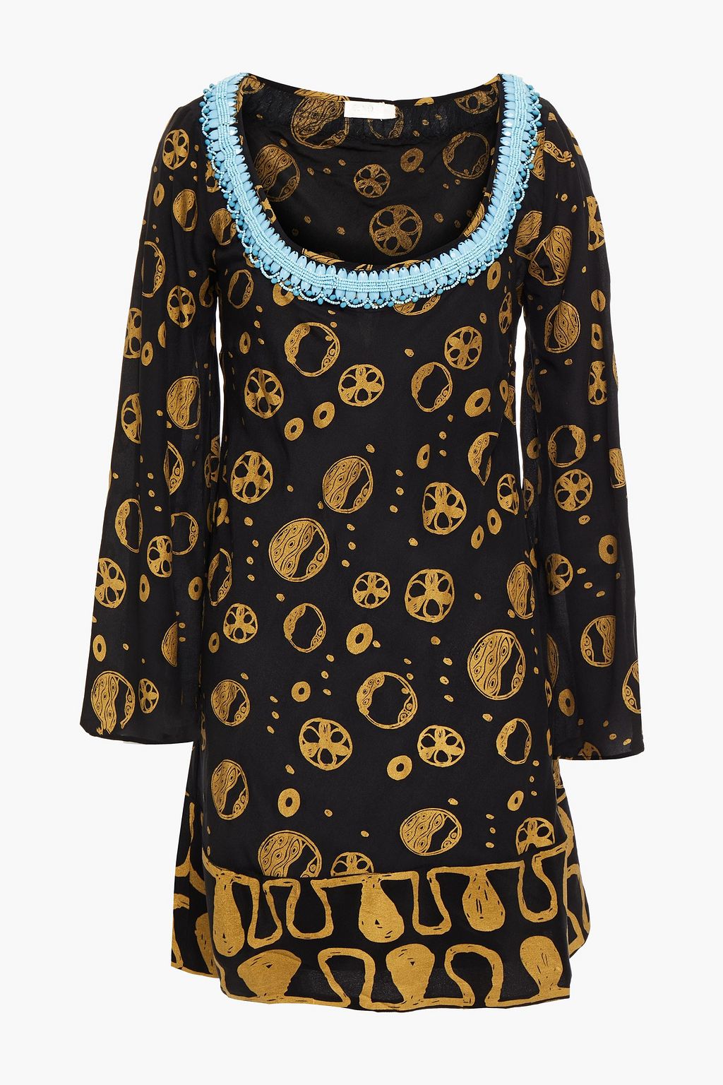 Alana embellished printed silk crepe 