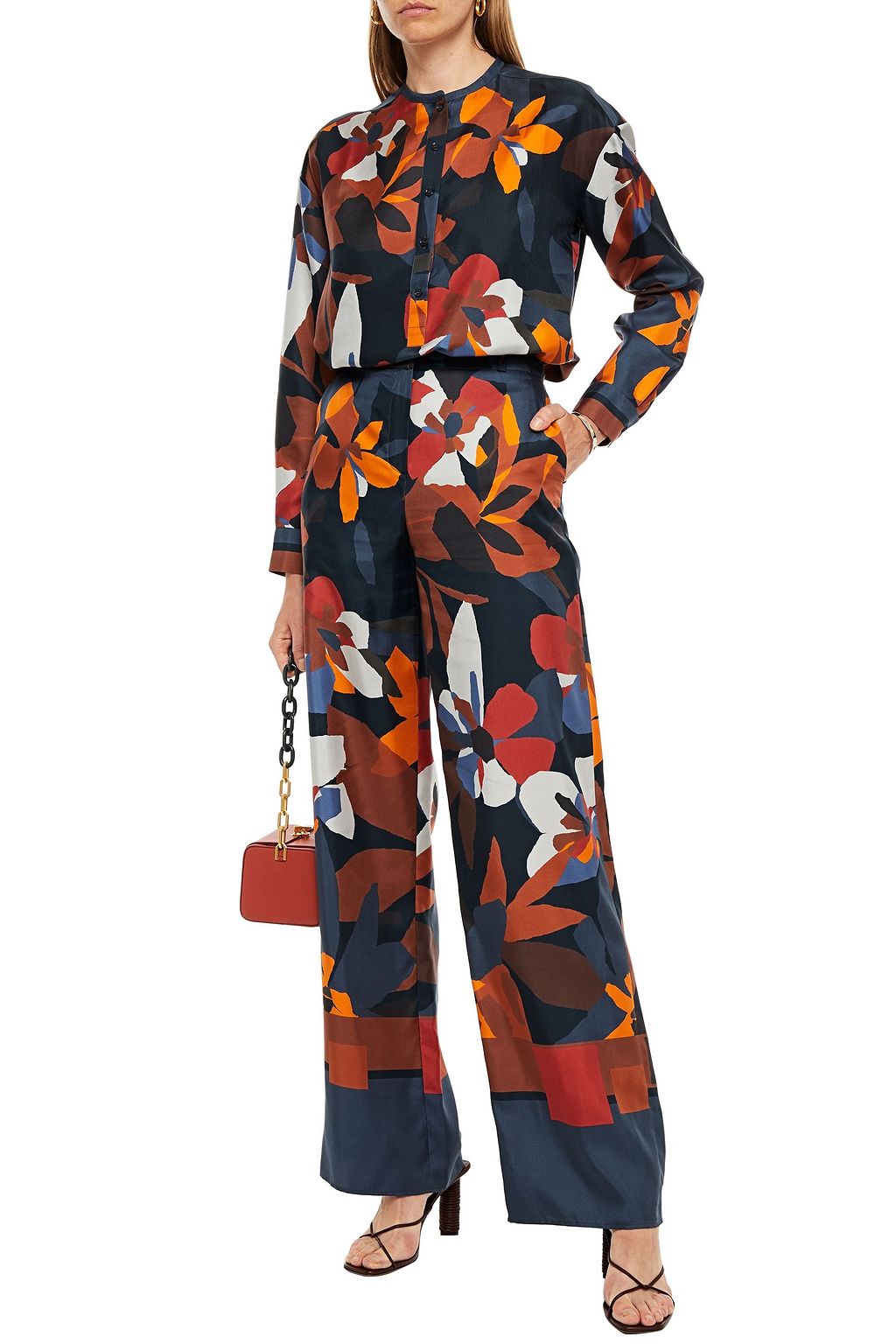LORO PIANA Floral-print silk-twill tunic