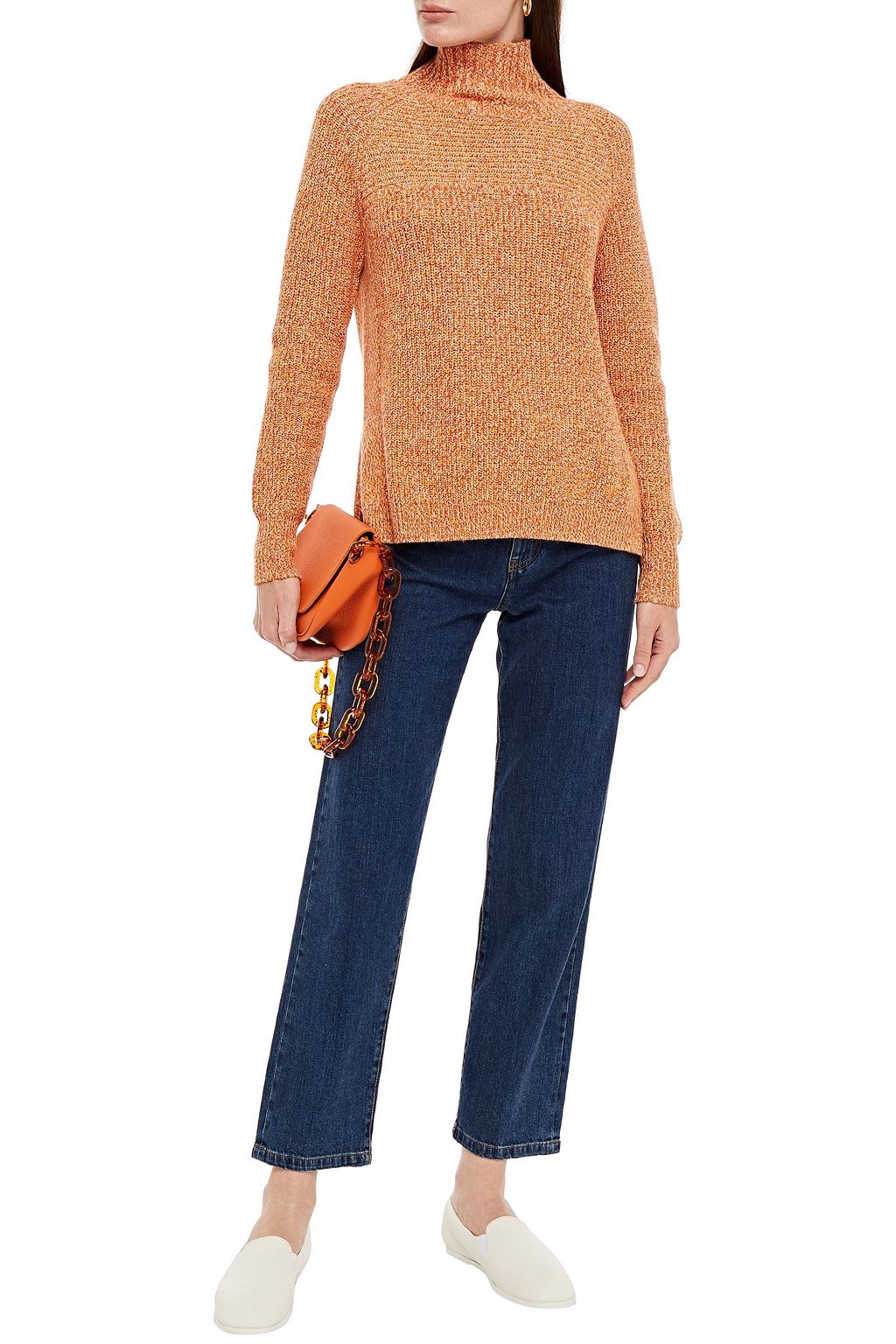 CHARLI Oversized mélange ribbed-knit turtleneck sweater