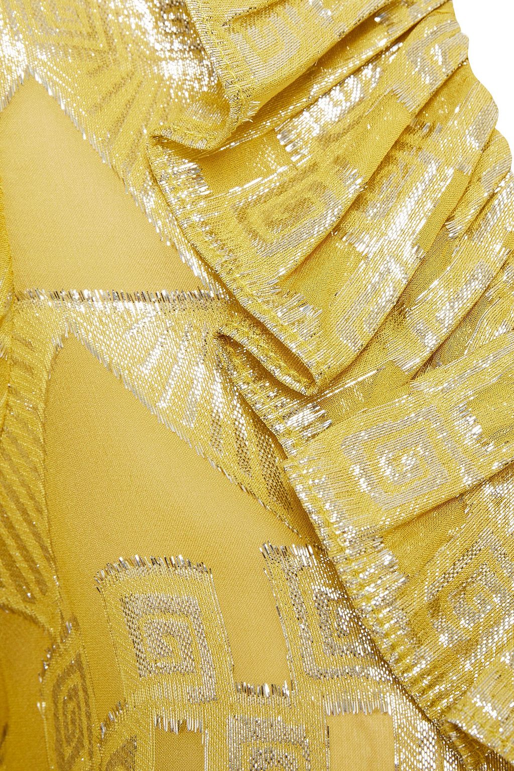RIXO Joanna ruffled metallic fil coupé blouse