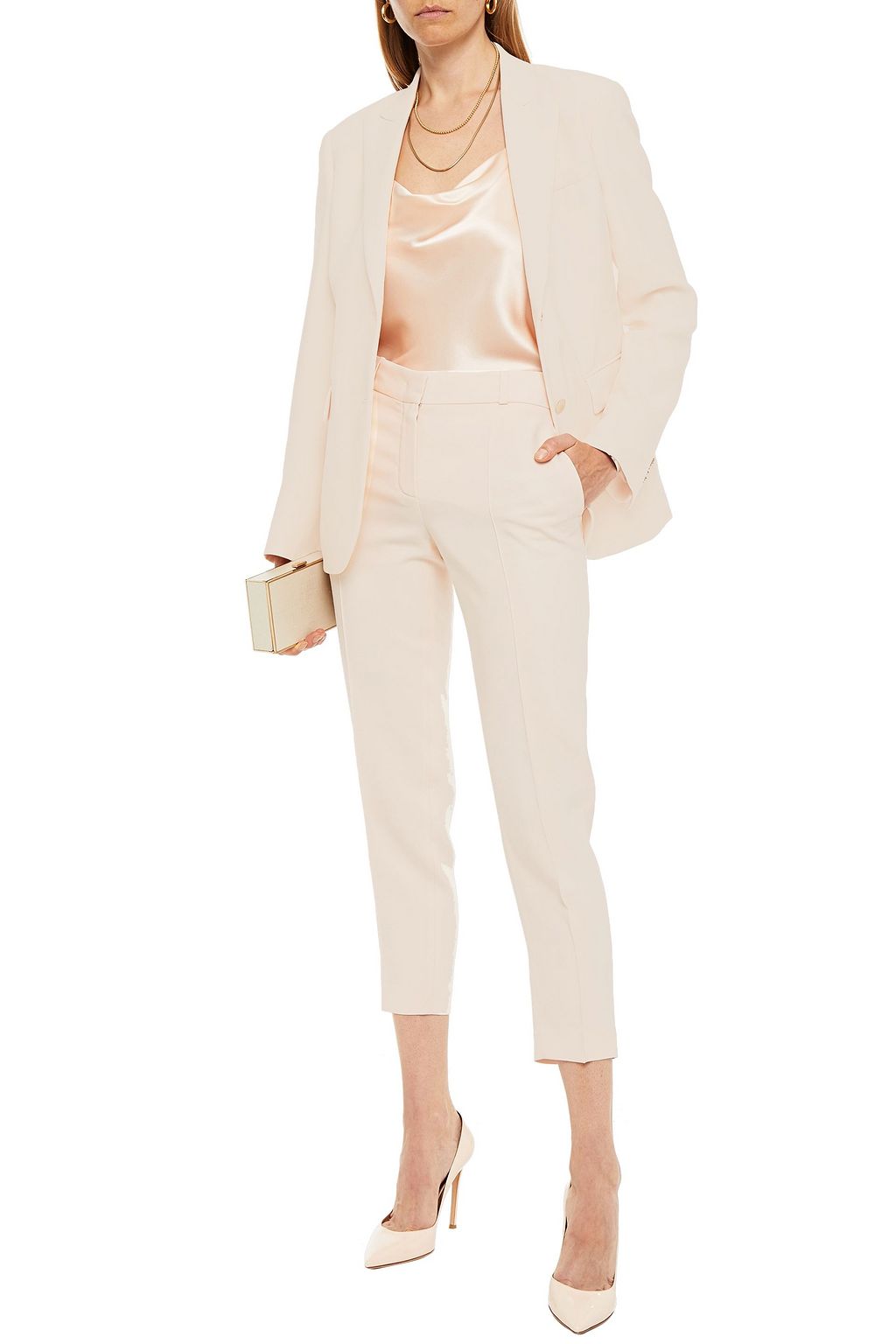 LORO PIANA Cropped silk and wool-blend tapered pants