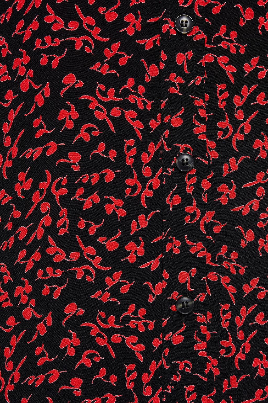 GANNI Gathered printed crepe midi shirt dress