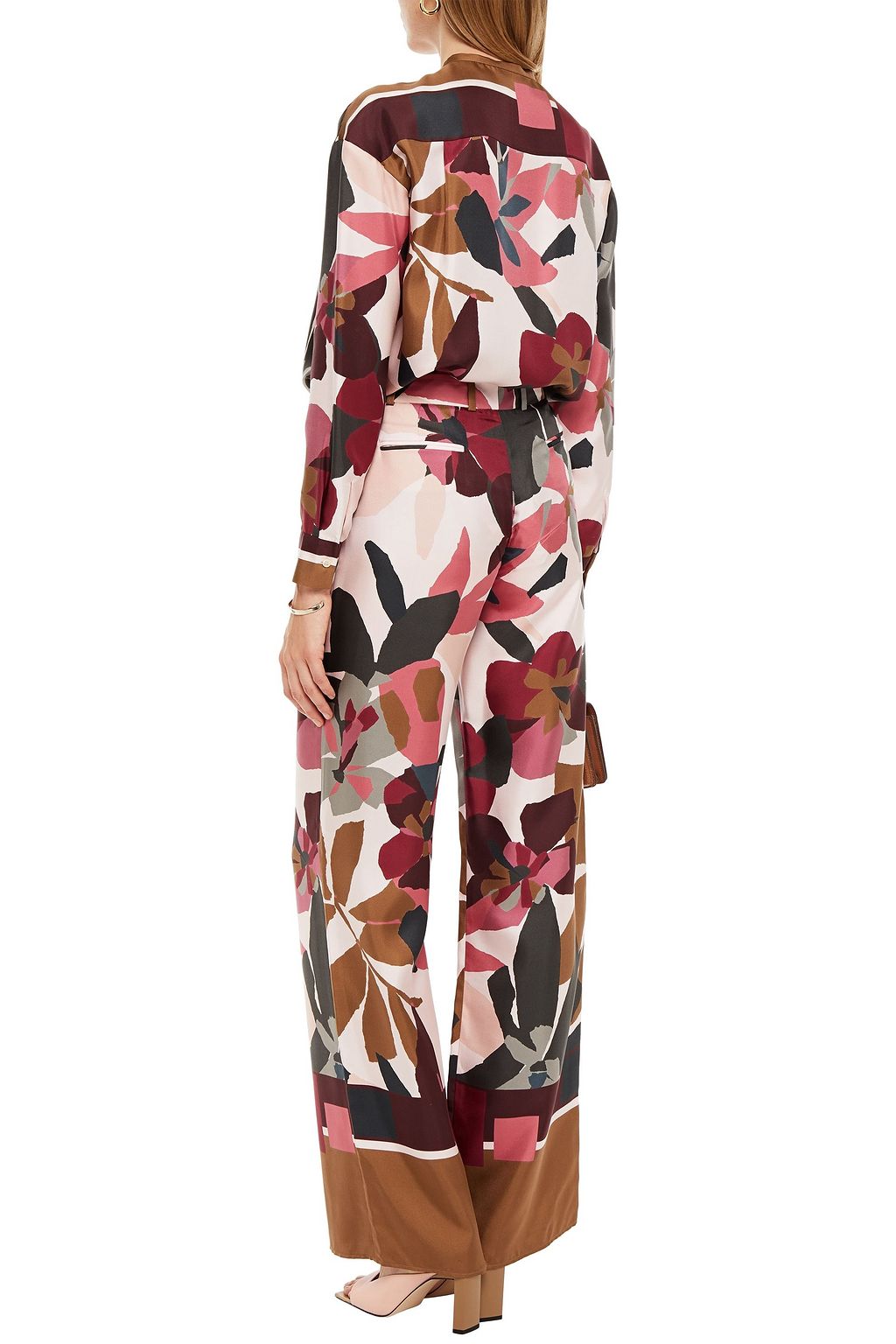 LORO PIANA Floral-print silk-twill wide-leg pants