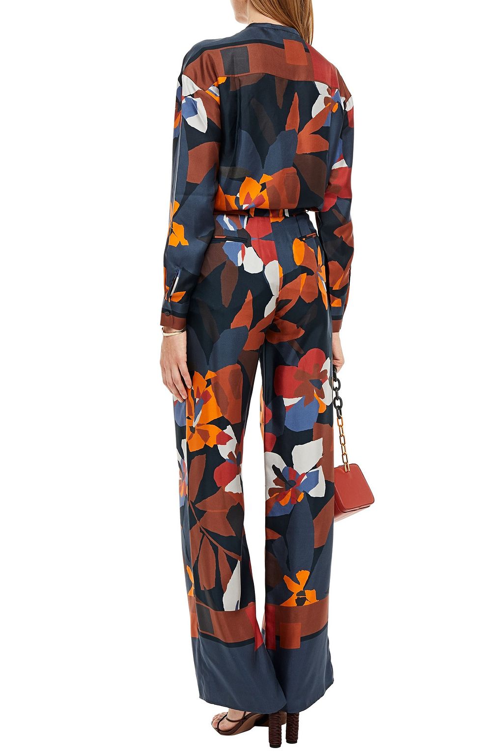 LORO PIANA Floral-print silk-twill wide-leg pants