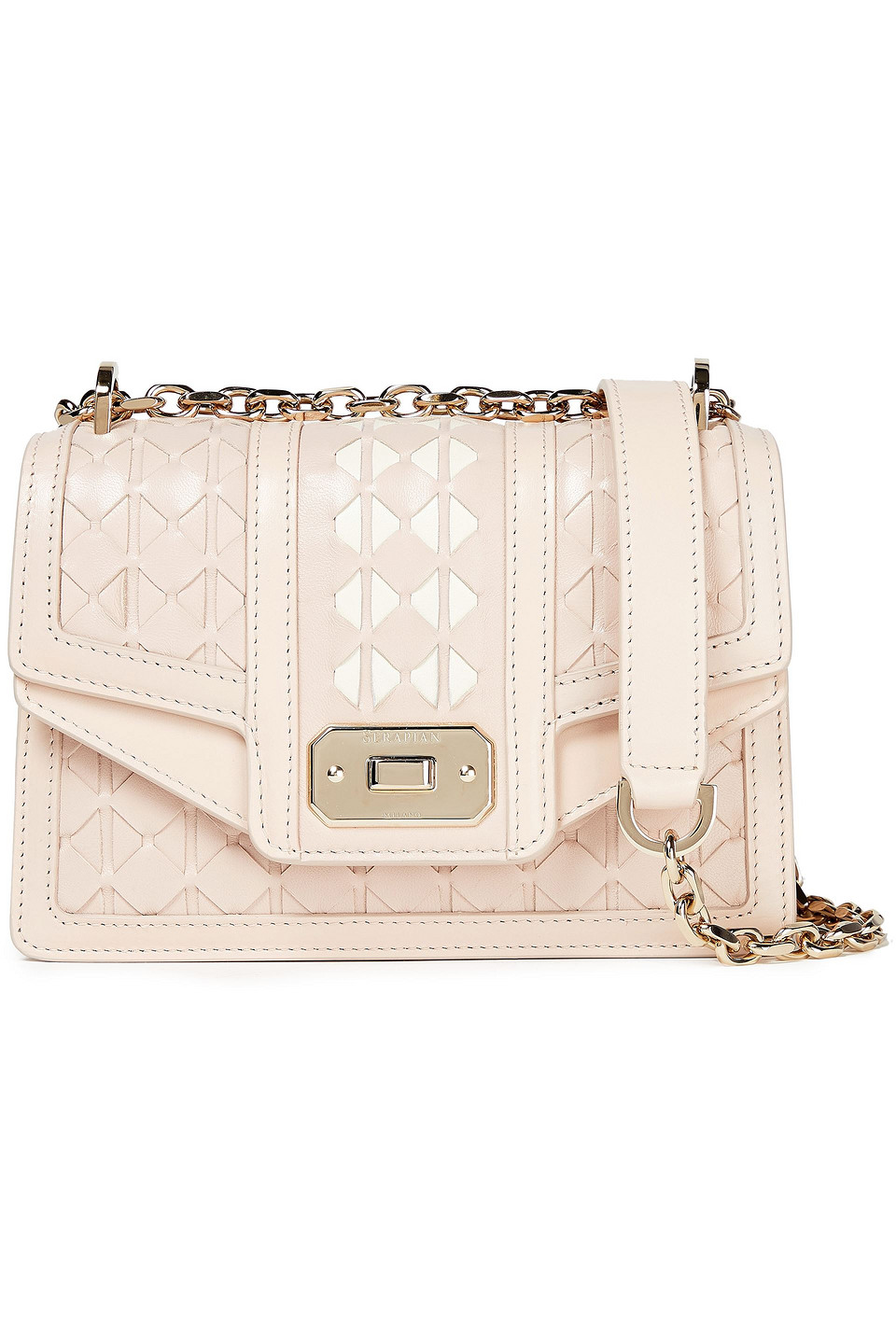 Serapian Woman Diamante Mini Leather Shoulder Bag Pastel Pink Size --