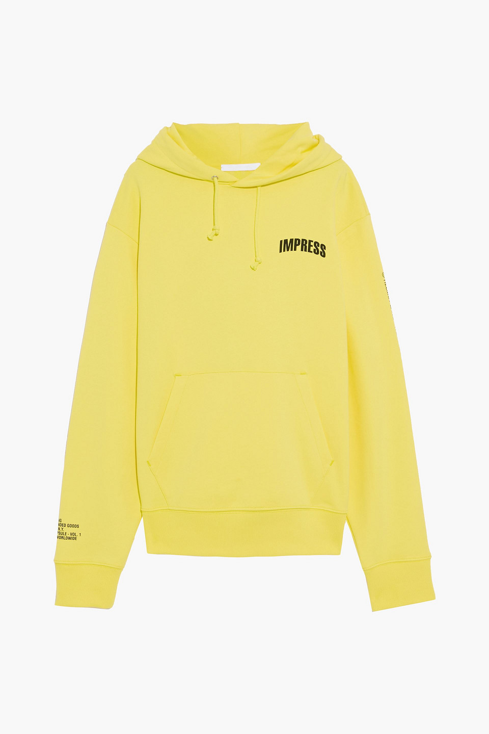 helmut lang - printed french cotton-terry hoodie - yellow - s