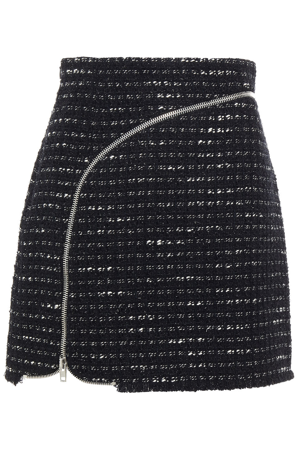 Alexander Wang Zip-detailed Metallic Wool-blend Tweed Mini Skirt In Black
