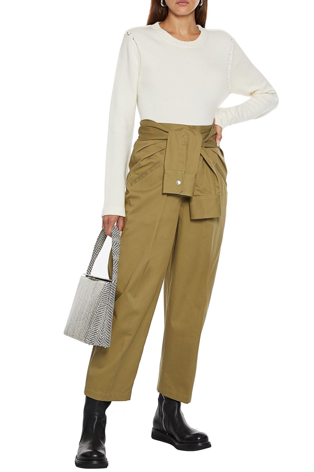 HELMUT LANG Aviator distressed wool and cashmere-blend sweater