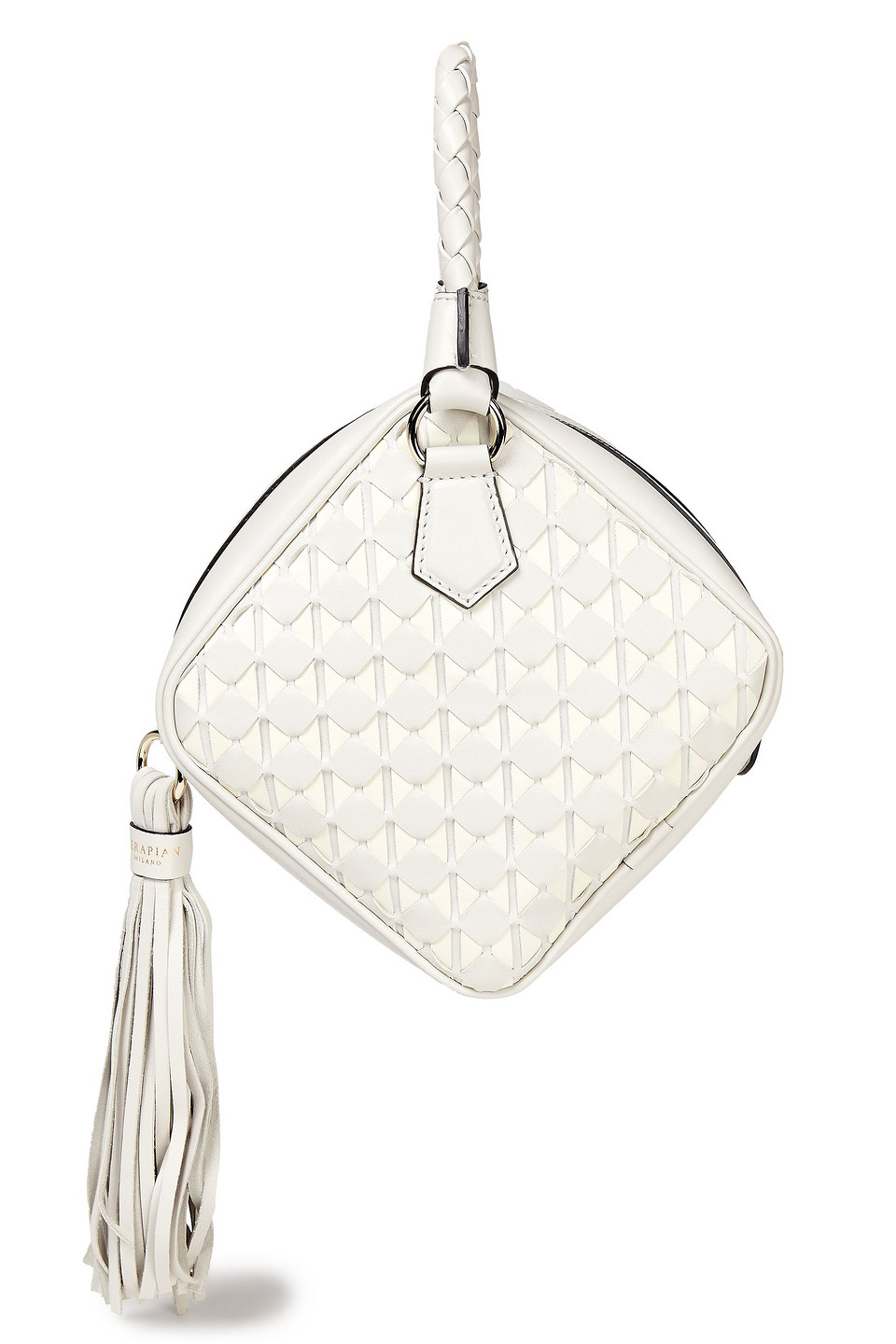 Serapian Woman Petra Mosaico Leather Tote Light Gray Size --