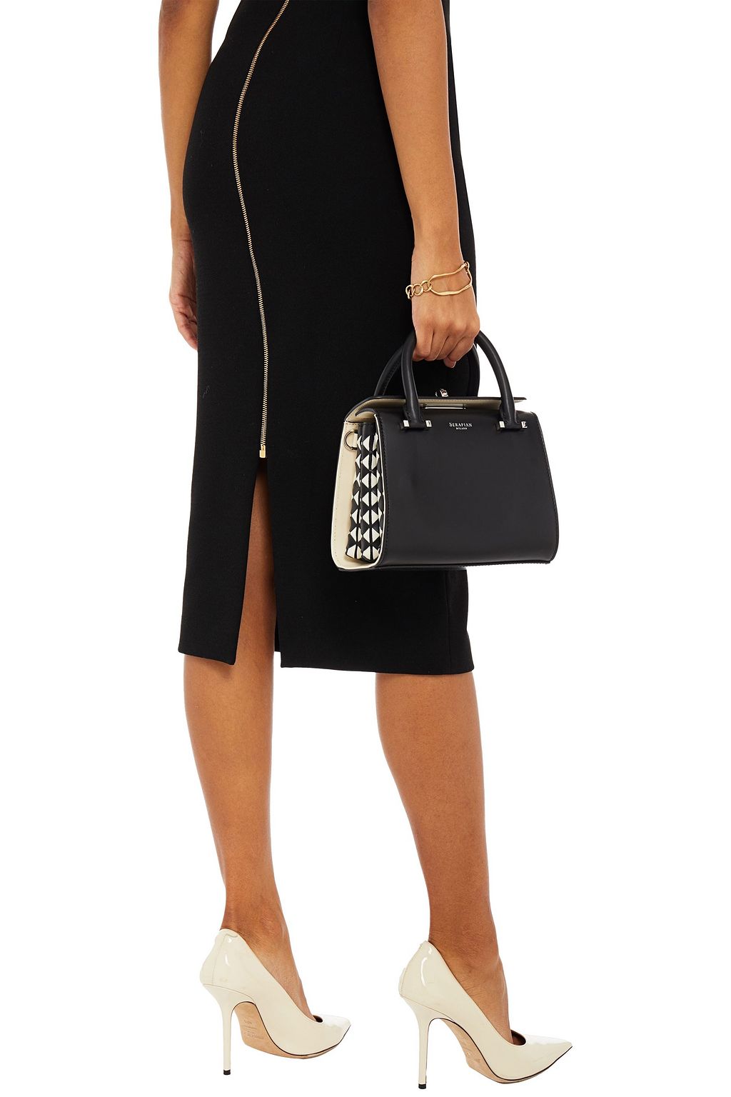 SERAPIAN Color-block leather tote