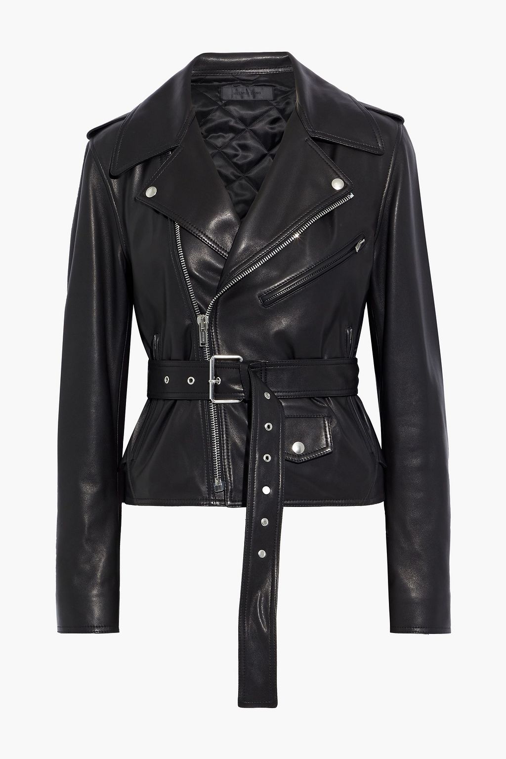 HELMUT LANG Belted leather biker jacket | THE OUTNET