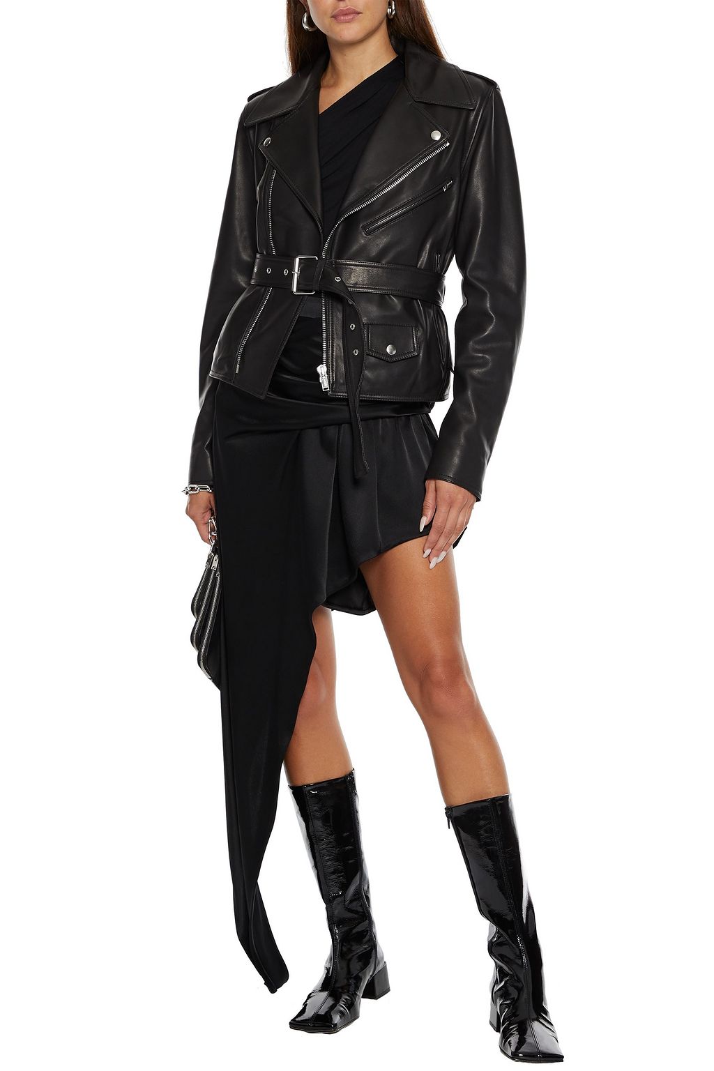 HELMUT LANG Belted leather biker jacket