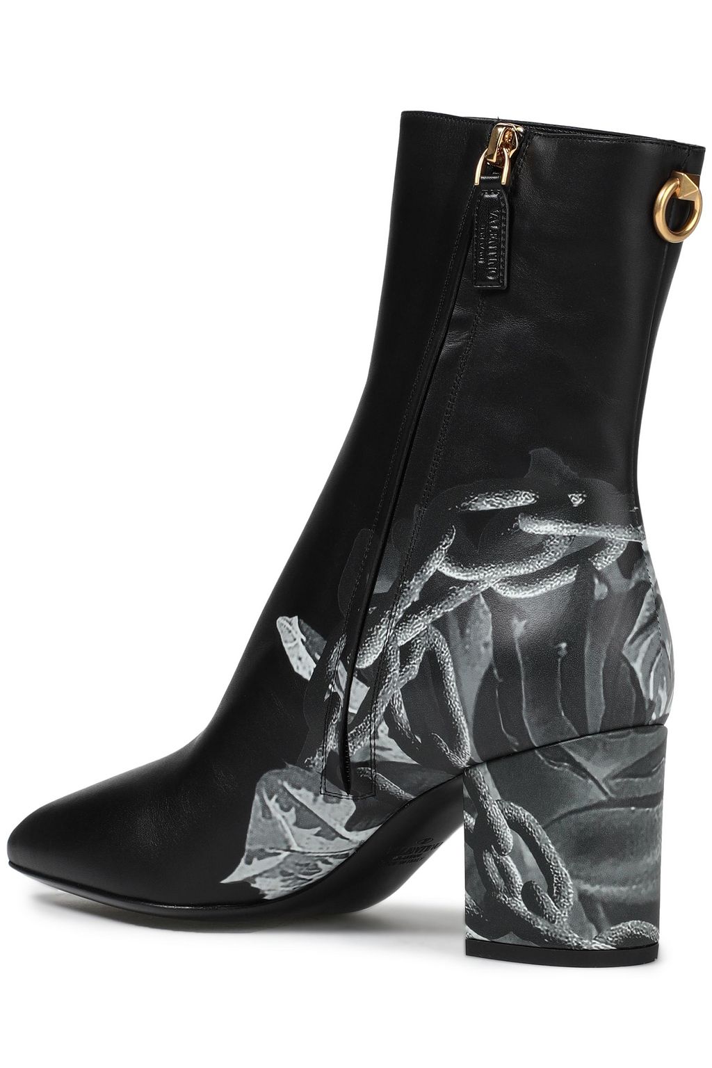 VALENTINO GARAVANI Ringstud printed leather ankle boots