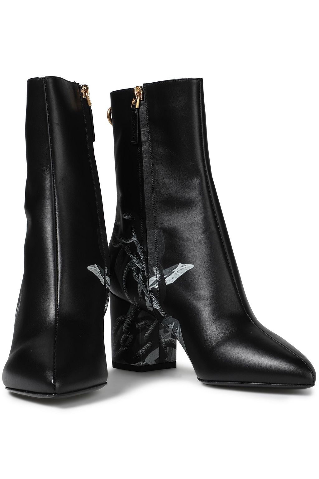 VALENTINO GARAVANI Ringstud printed leather ankle boots