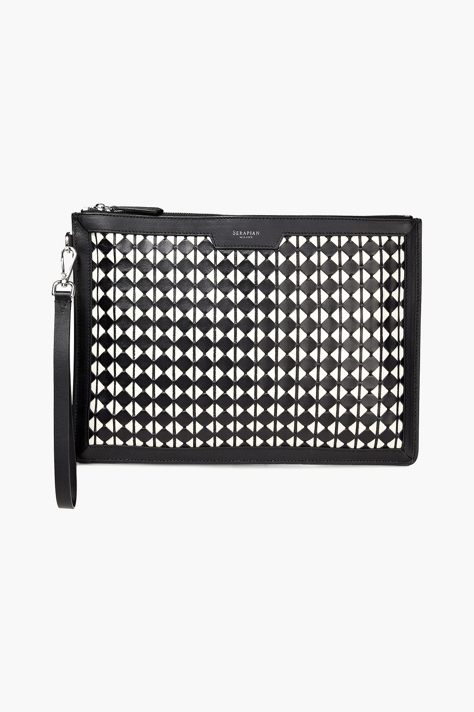 Serapian Woman Mosaico Leather Pouch Black Size --