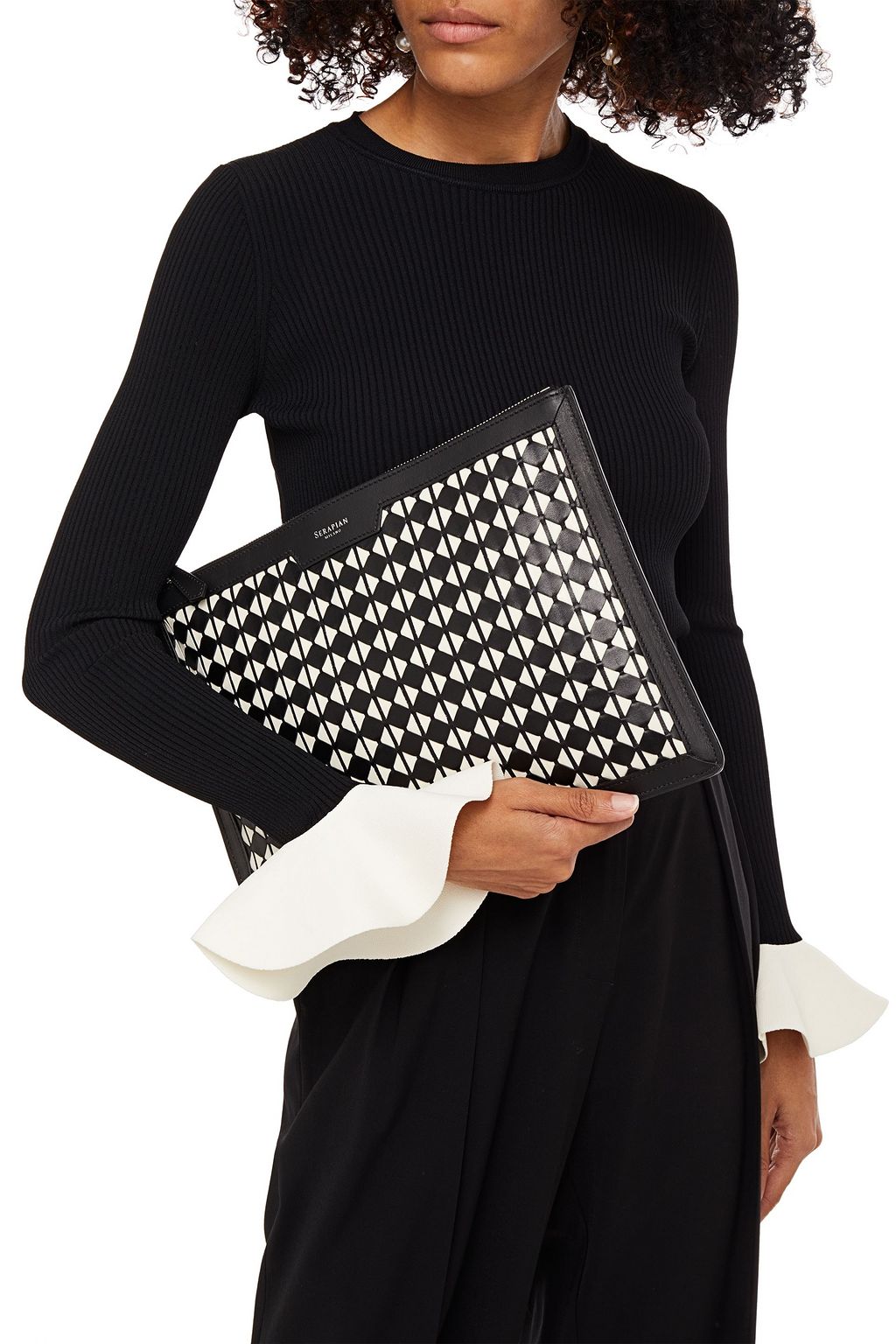 SERAPIAN Mosaico leather pouch