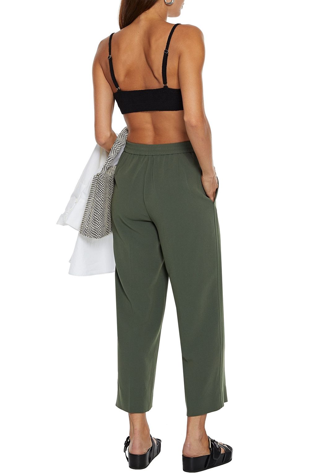 HELMUT LANG Cropped stretch-crepe wide-leg pants