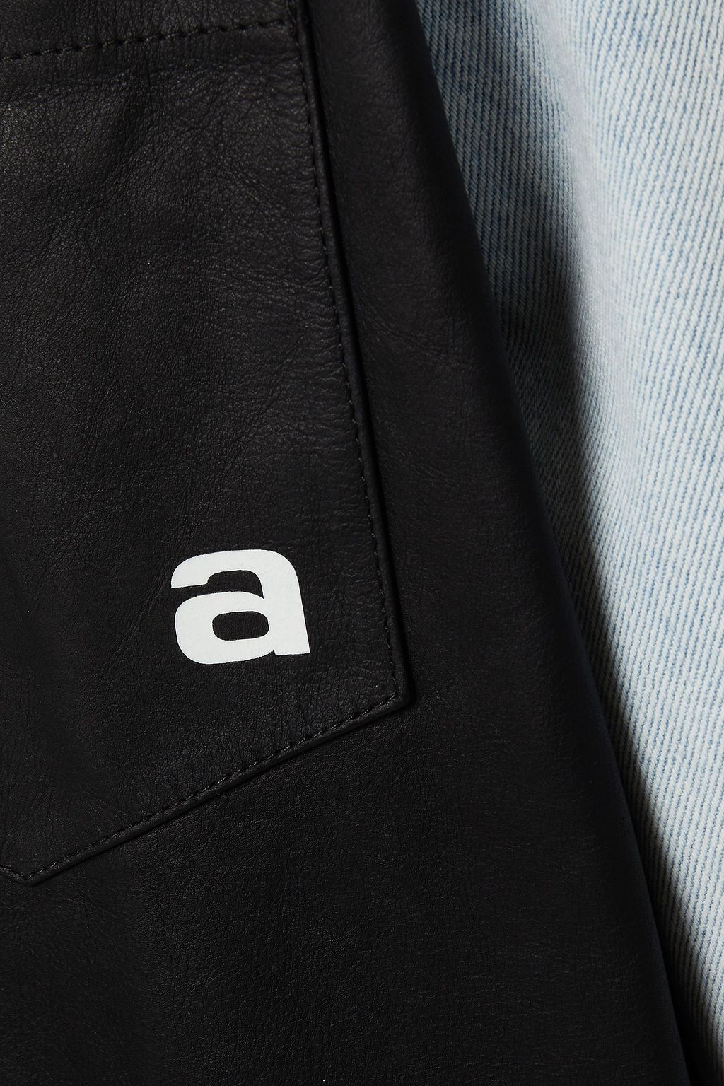 ALEXANDER WANG Leather-paneled distressed denim jacket