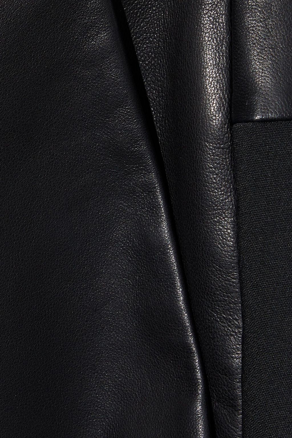 HELMUT LANG Leather-paneled wool-blend straight-leg pants