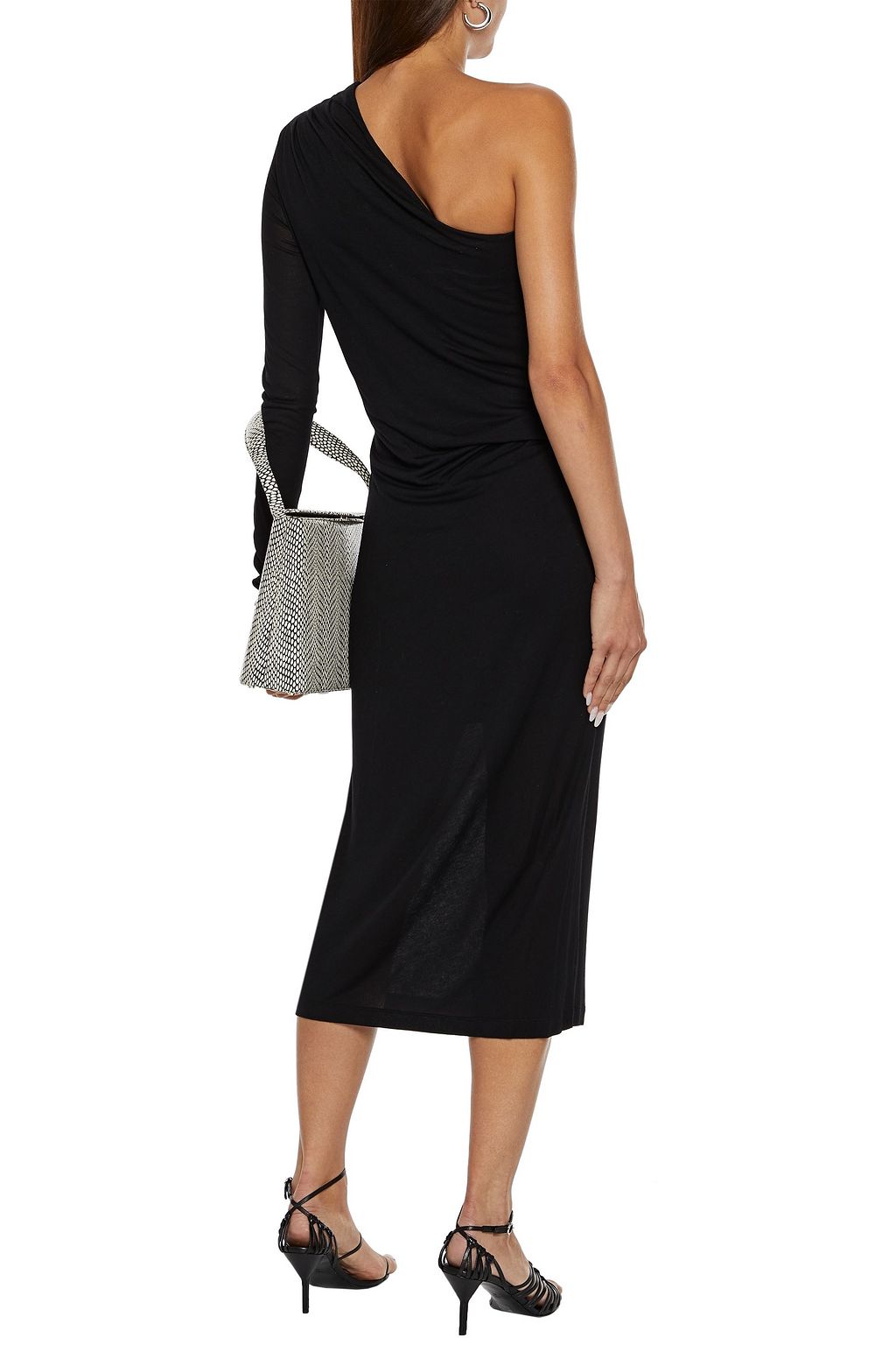 HELMUT LANG One-shoulder draped stretch-jersey midi dress