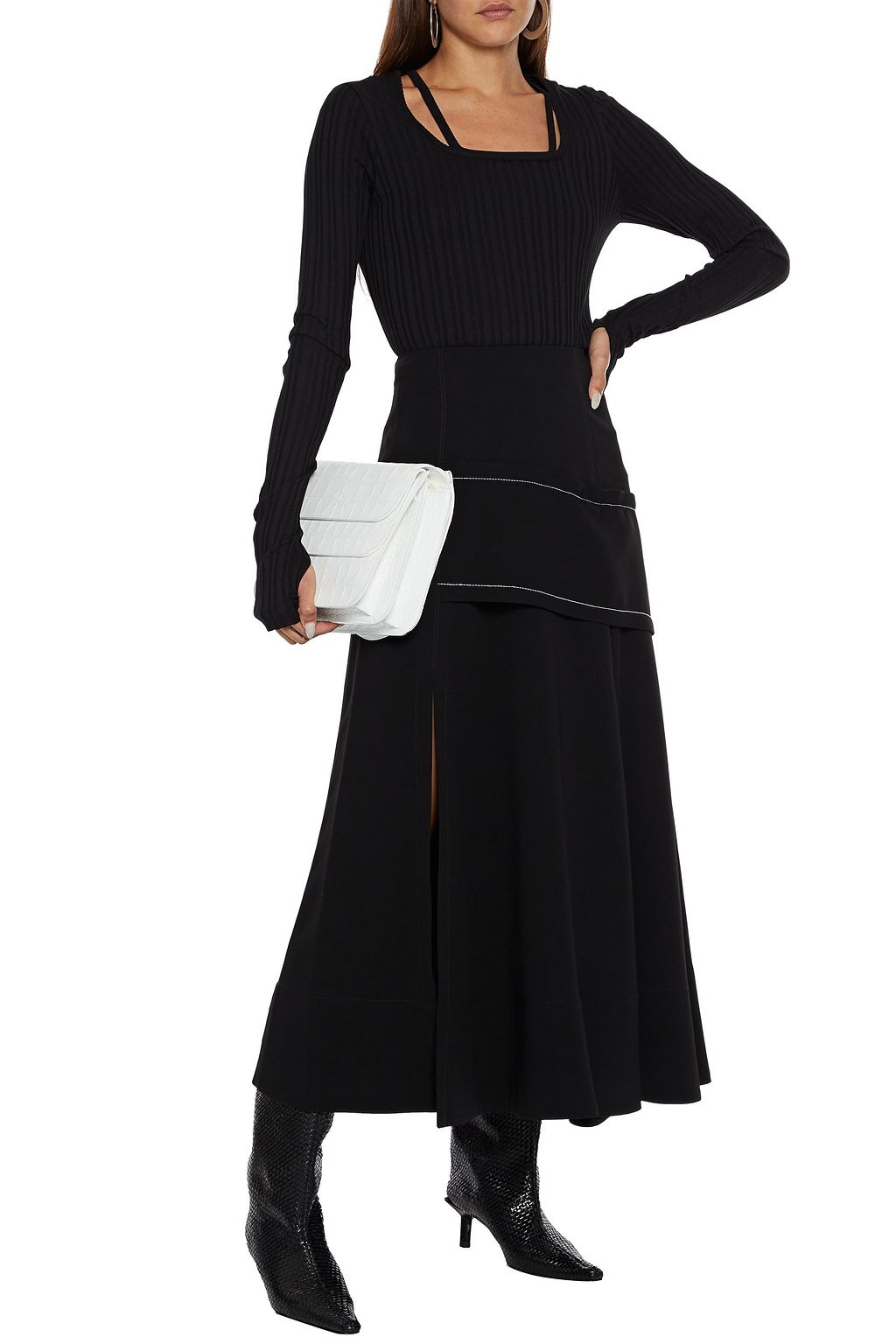 HELMUT LANG Cutout ribbed cotton-jersey top