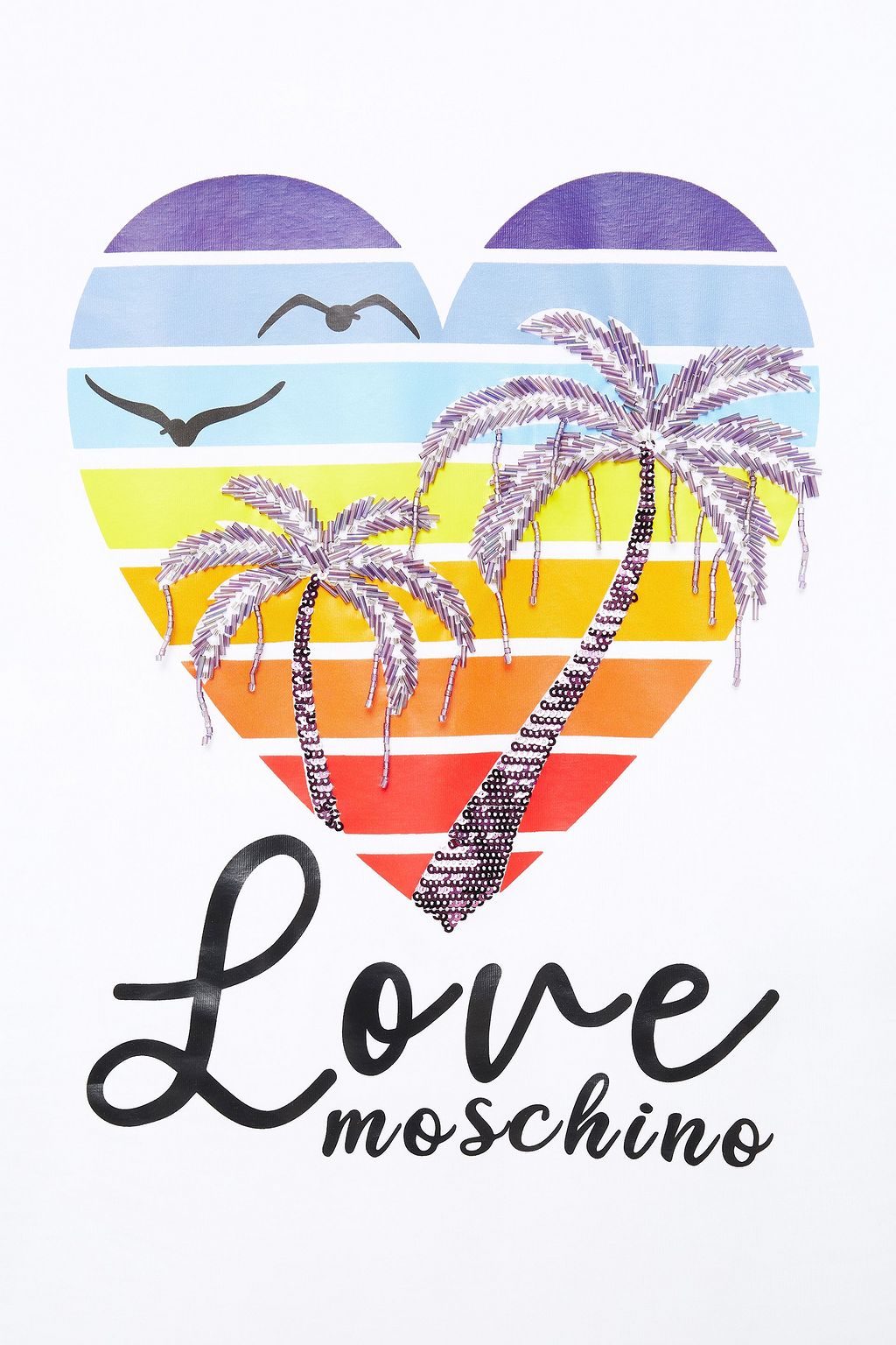 LOVE MOSCHINO Bead-embellished printed stretch-cotton jersey T-shirt