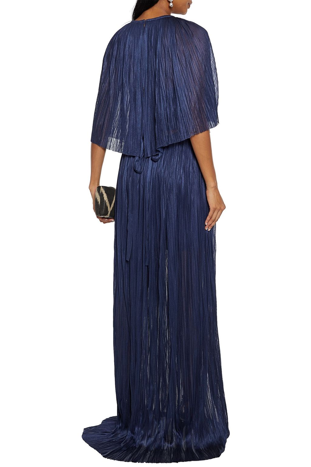 MARIA LUCIA HOHAN Candance cape-effect plissé silk-tulle gown