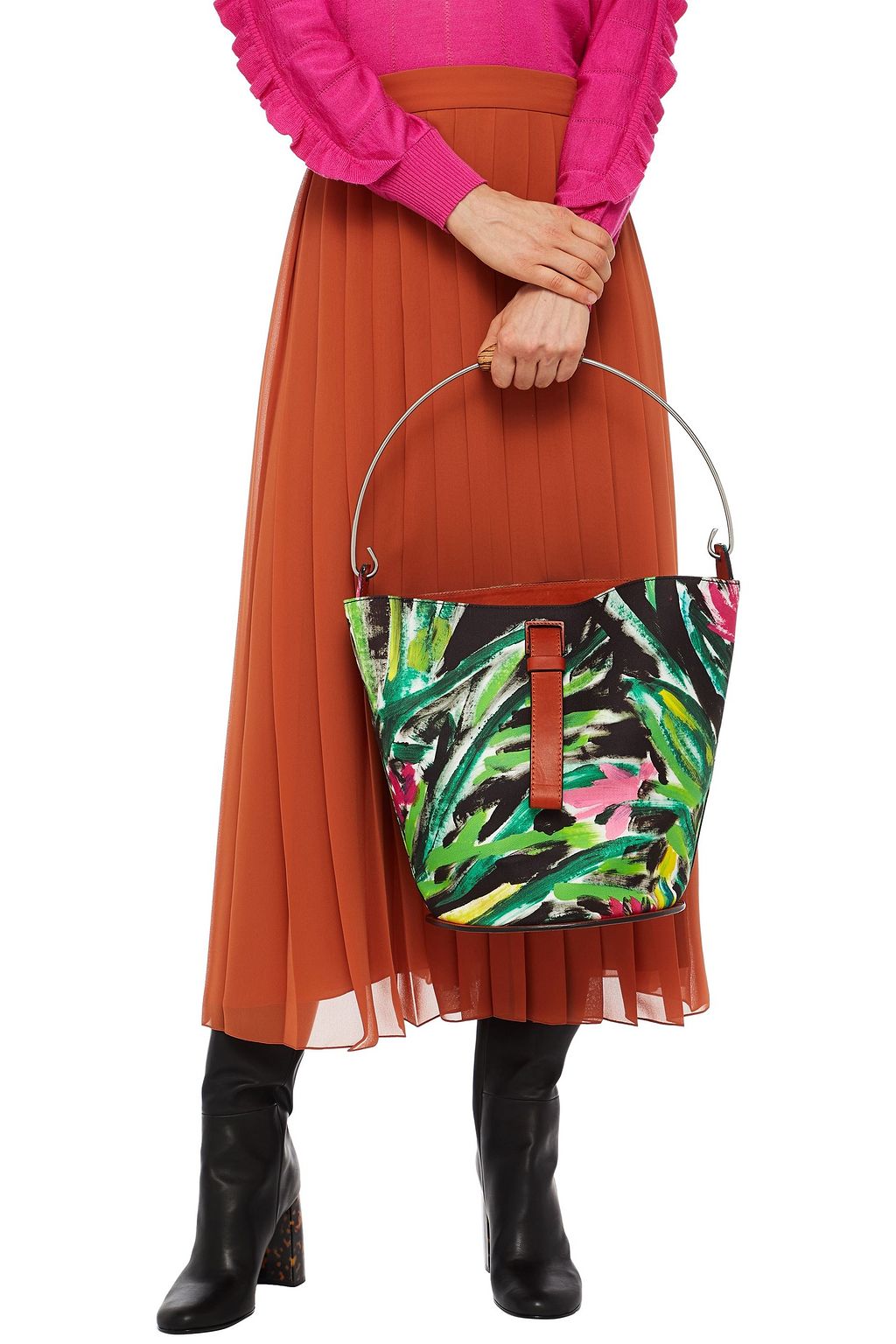 MARNI Printed cotton-gabardine bucket bag