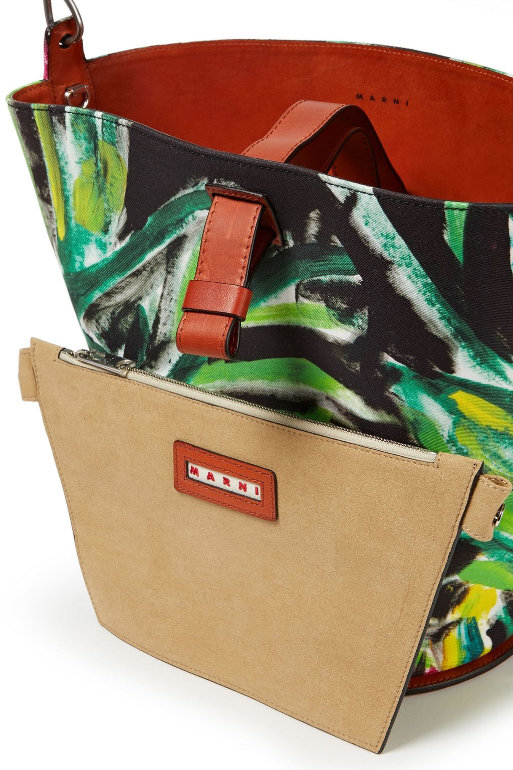 MARNI Printed cotton-gabardine bucket bag