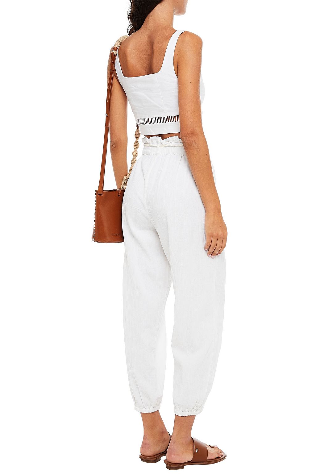 ONIA Belted cotton-gauze tapered pants