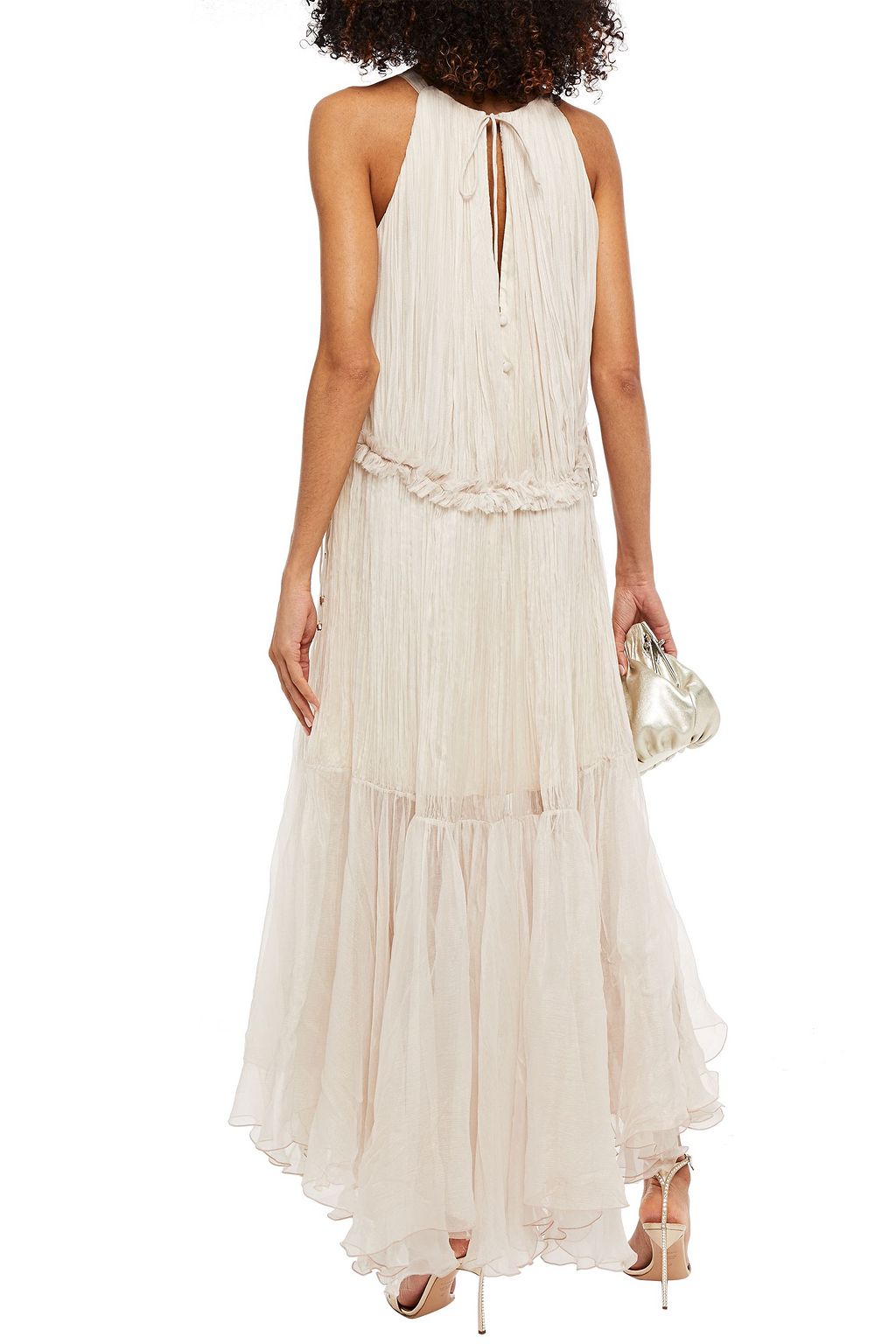 MARIA LUCIA HOHAN Maella ruffled plissé silk-crepon gown