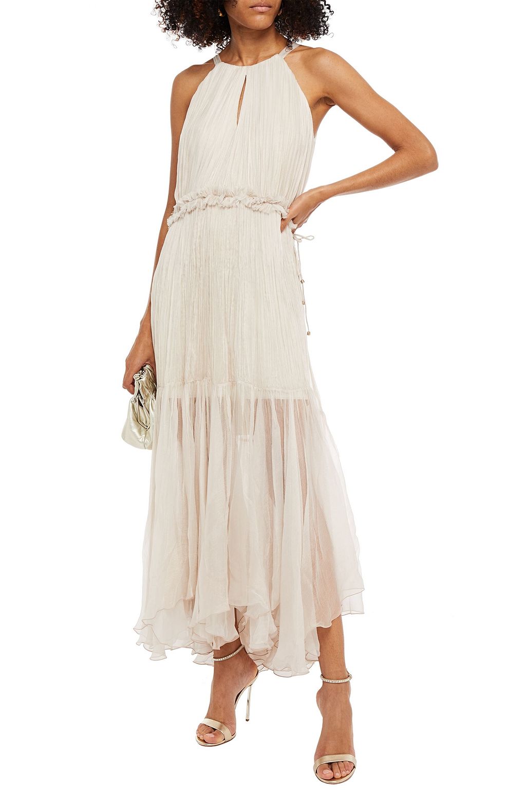 MARIA LUCIA HOHAN Maella ruffled plissé silk-crepon gown