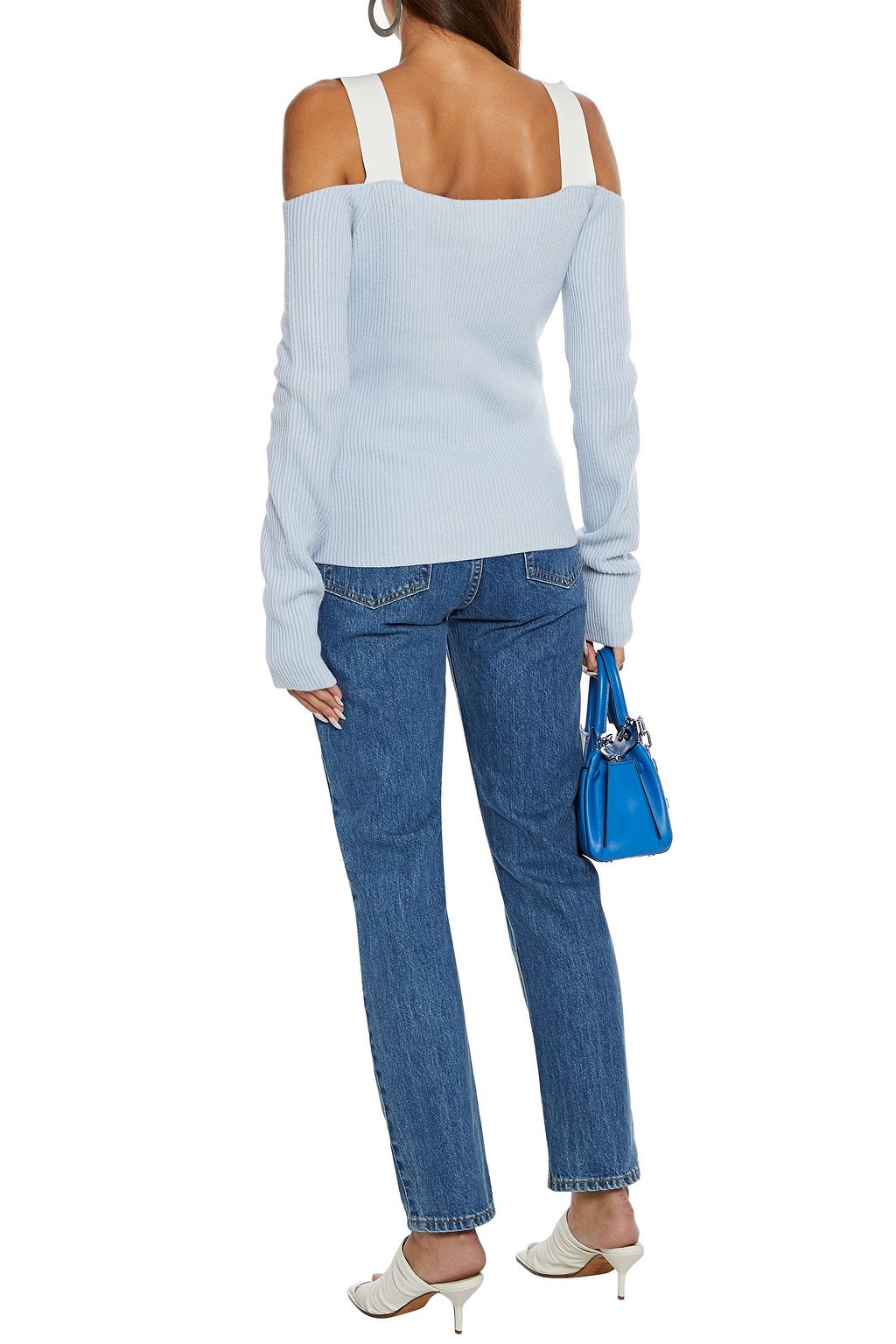 HELMUT LANG Cold-shoulder ribbed-knit sweater