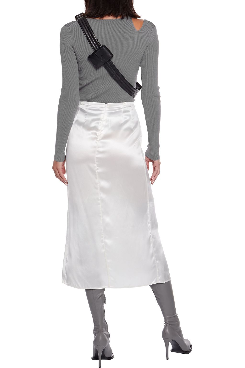 HELMUT LANG Cutout ring-embellished ribbed-knit top