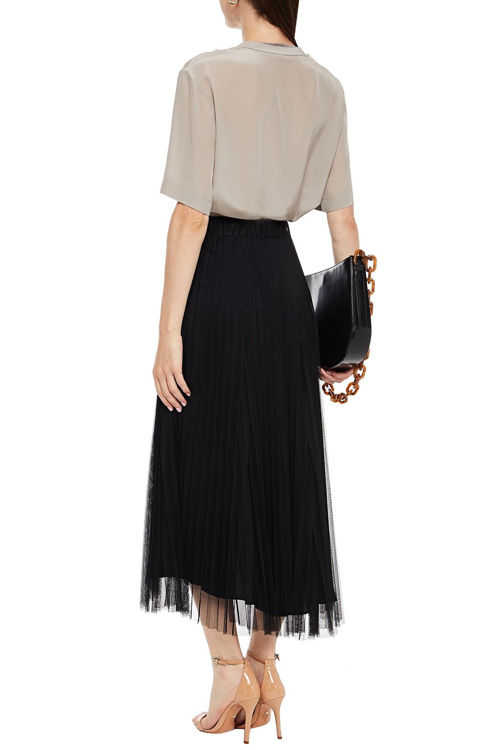 BRUNELLO CUCINELLI Bead-embellished silk crepe de chine top