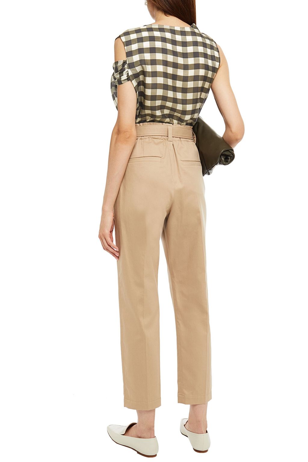 BRUNELLO CUCINELLI Twisted checked silk crepe de chine top