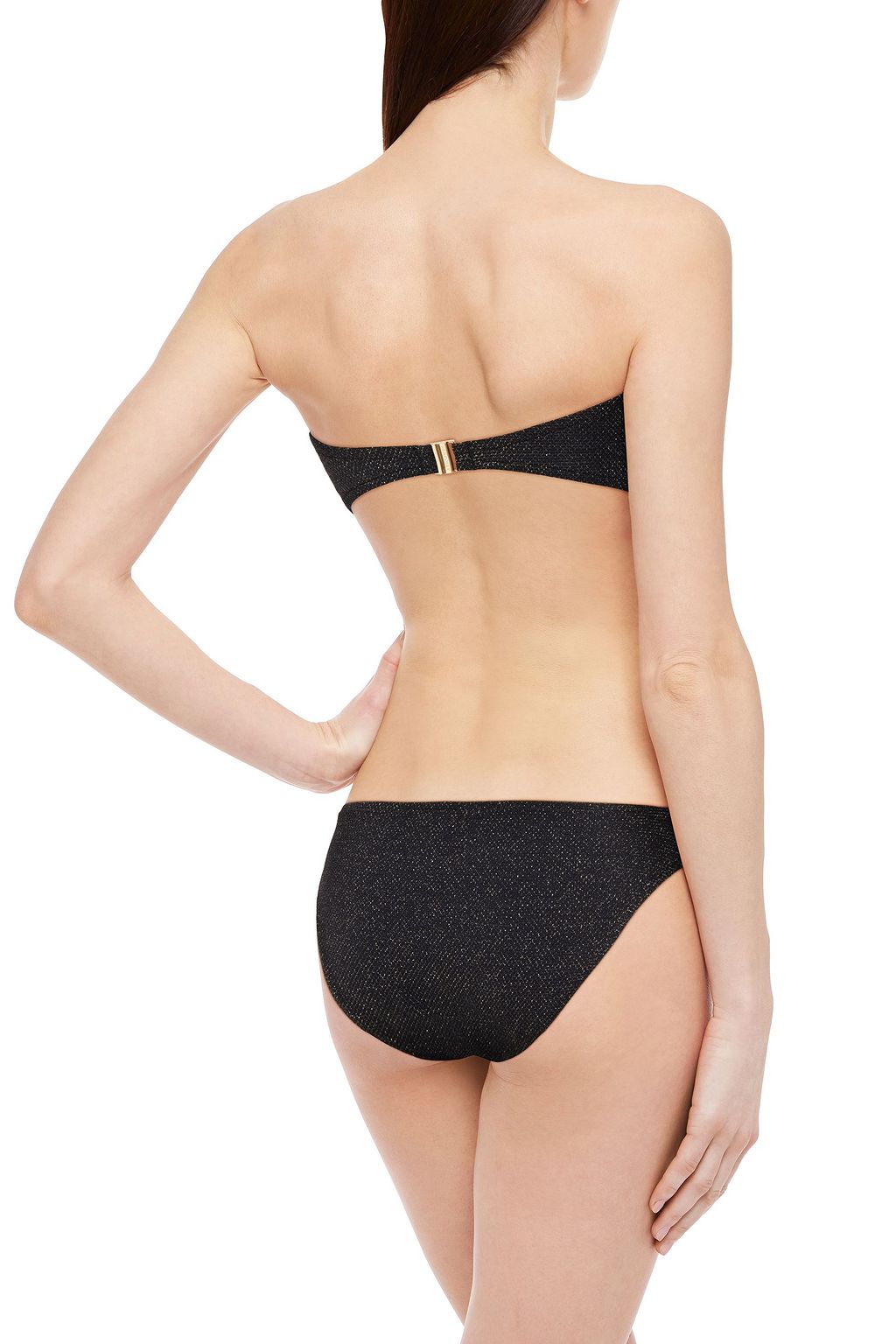 SEAFOLLY Twist-front metallic bandeau bikini top