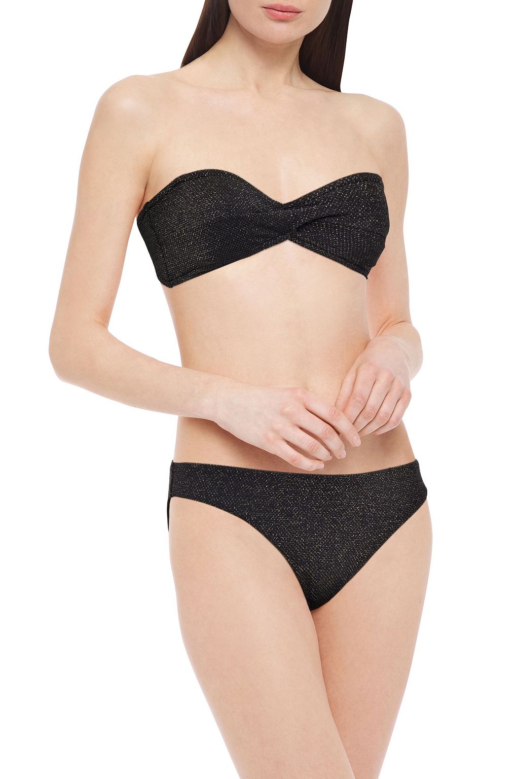 SEAFOLLY Twist-front metallic bandeau bikini top