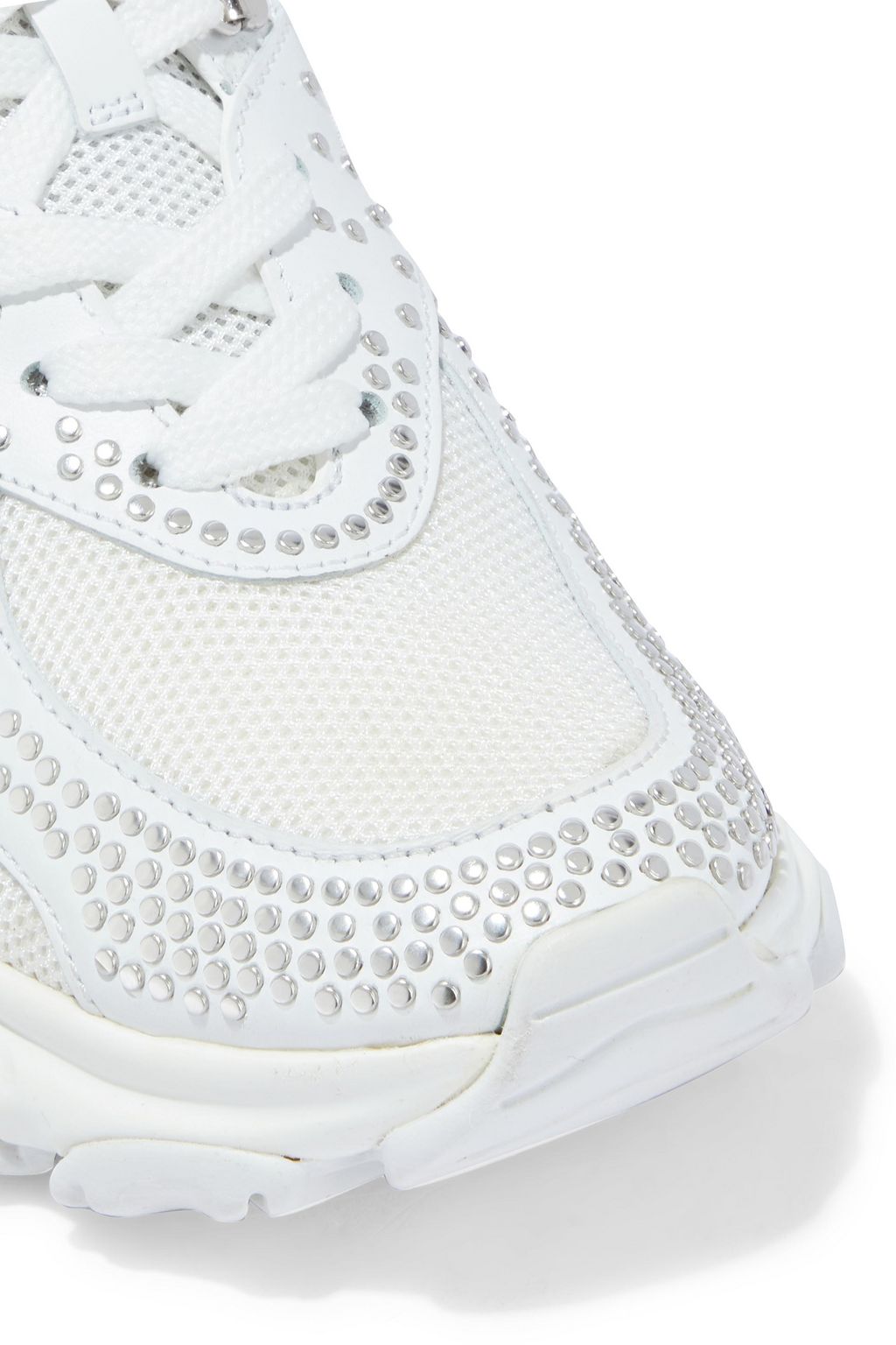 VALENTINO GARAVANI Studded leather and mesh sneakers