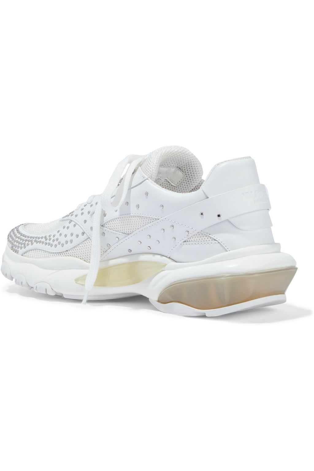 VALENTINO GARAVANI Studded leather and mesh sneakers