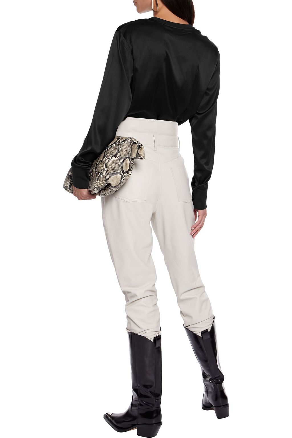 HELMUT LANG Printed stretch-silk satin top