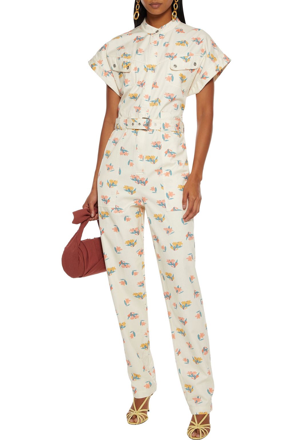 REBECCA VALLANCE Hadi belted floral-print cotton-twill jumpsuit