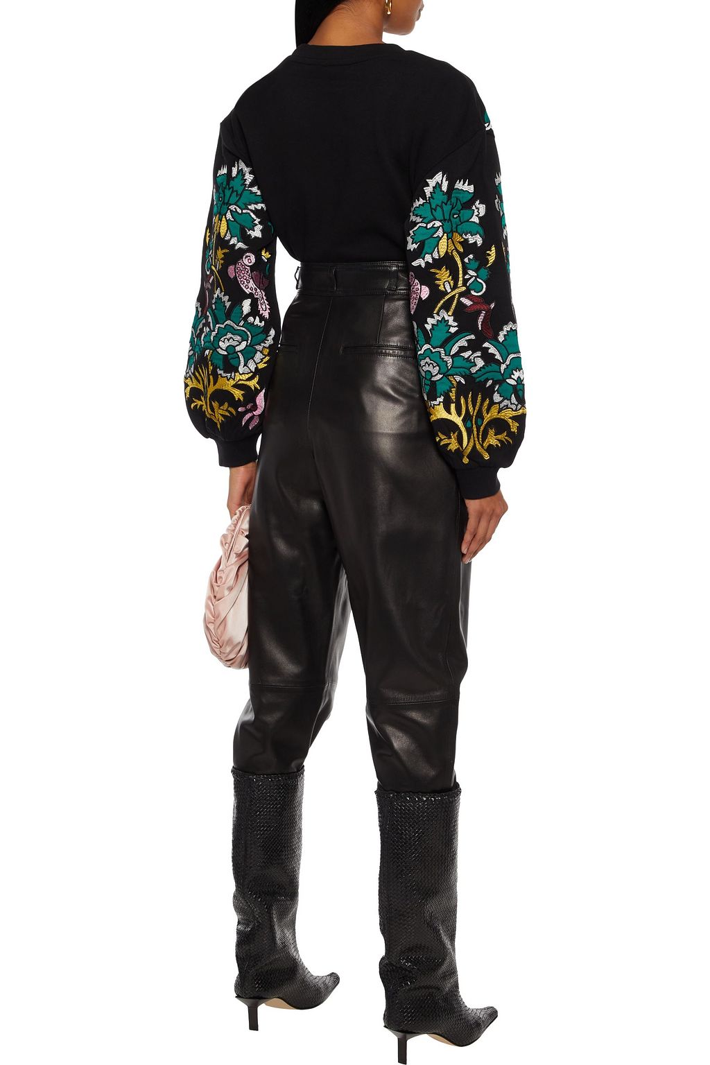 ALICE + OLIVIA Gaia cropped appliquéd French cotton-terry sweatshirt