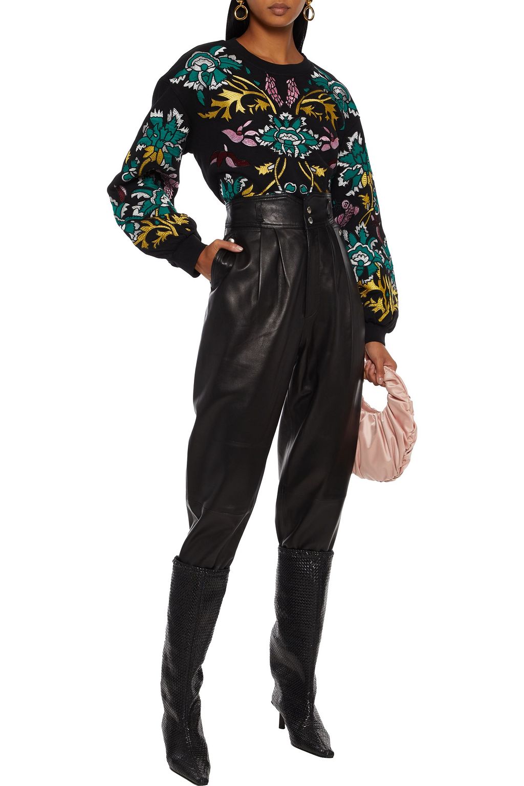 ALICE + OLIVIA Gaia cropped appliquéd French cotton-terry sweatshirt