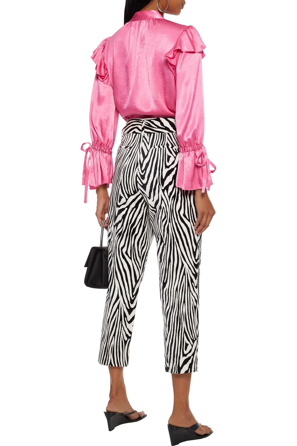 ALICE + OLIVIA Brayden ruffled satin blouse