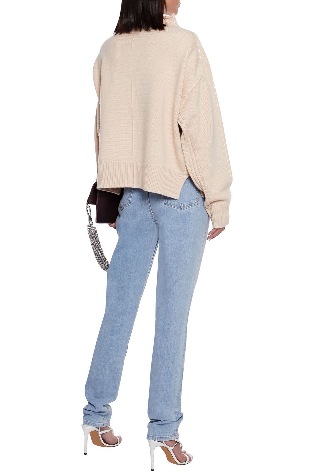 HELMUT LANG Mélange wool and cashmere-blend turtleneck sweater