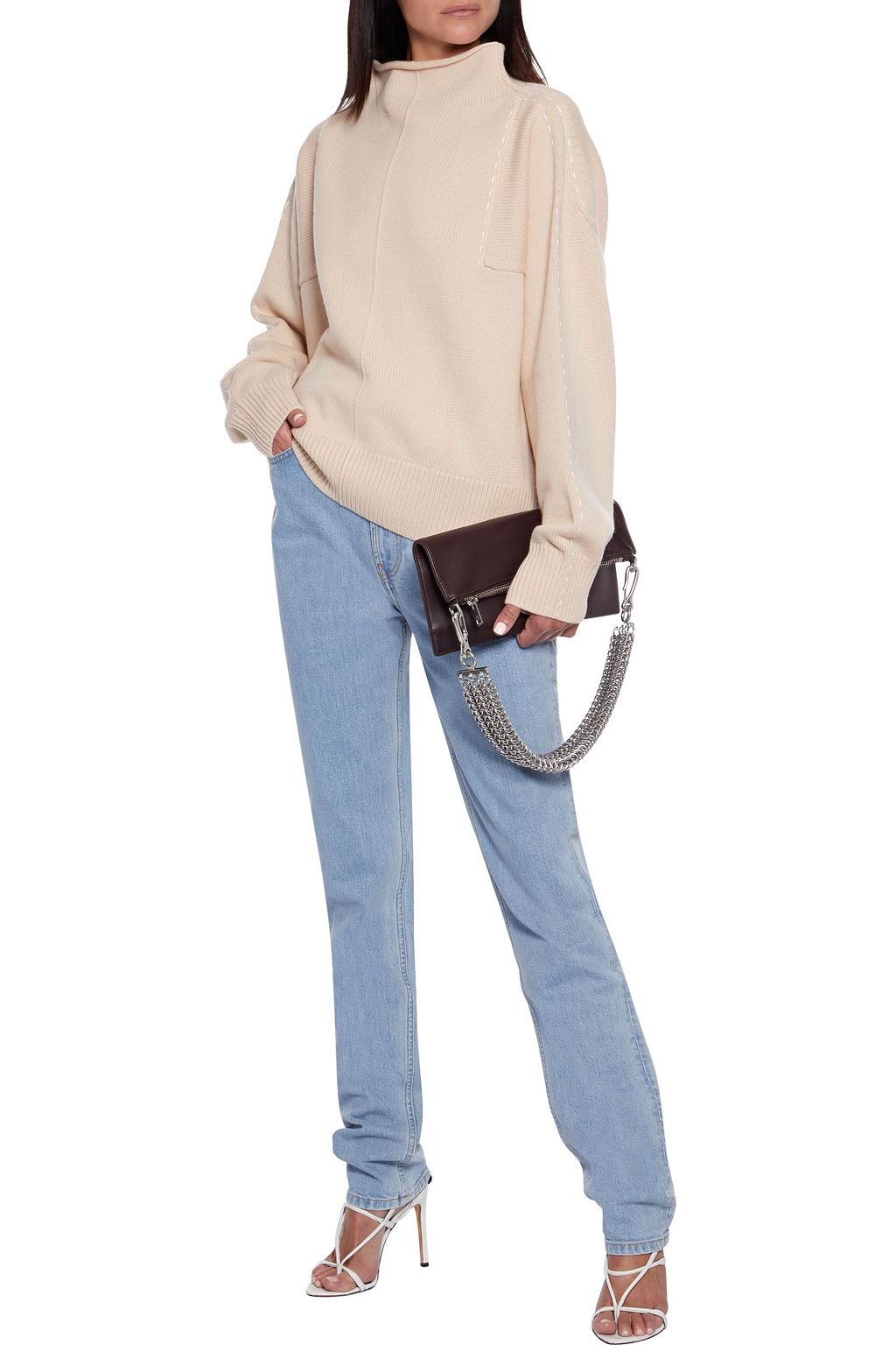 HELMUT LANG Mélange wool and cashmere-blend turtleneck sweater