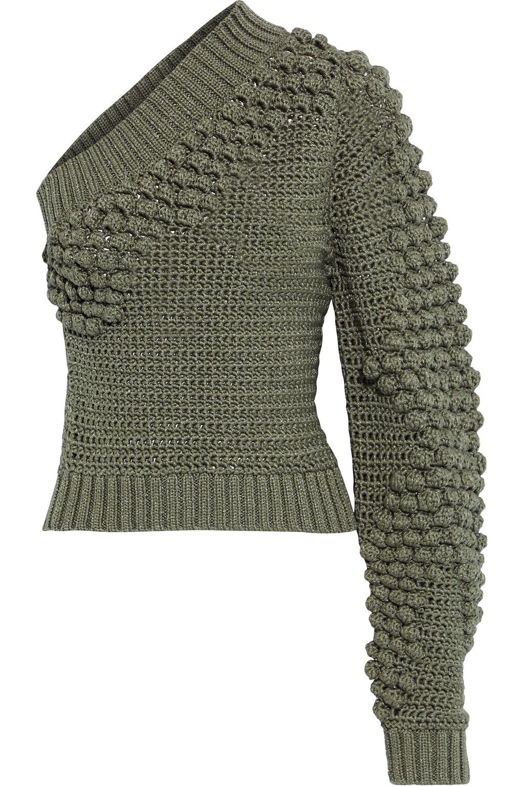 Army green One-shoulder metallic 